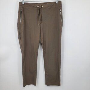 Weekends by Chico's Brown Pull On High Rise Casual Straight Leg Pants‎ 14